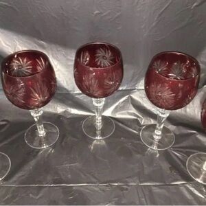 Set of 5 ruby red glasses vintage Imperlux goblet set of 5